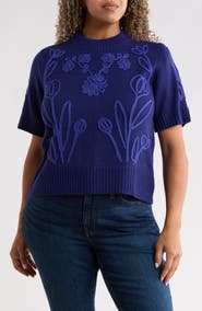 SUGARLIPS Winsley Floral Embroidered Sweater