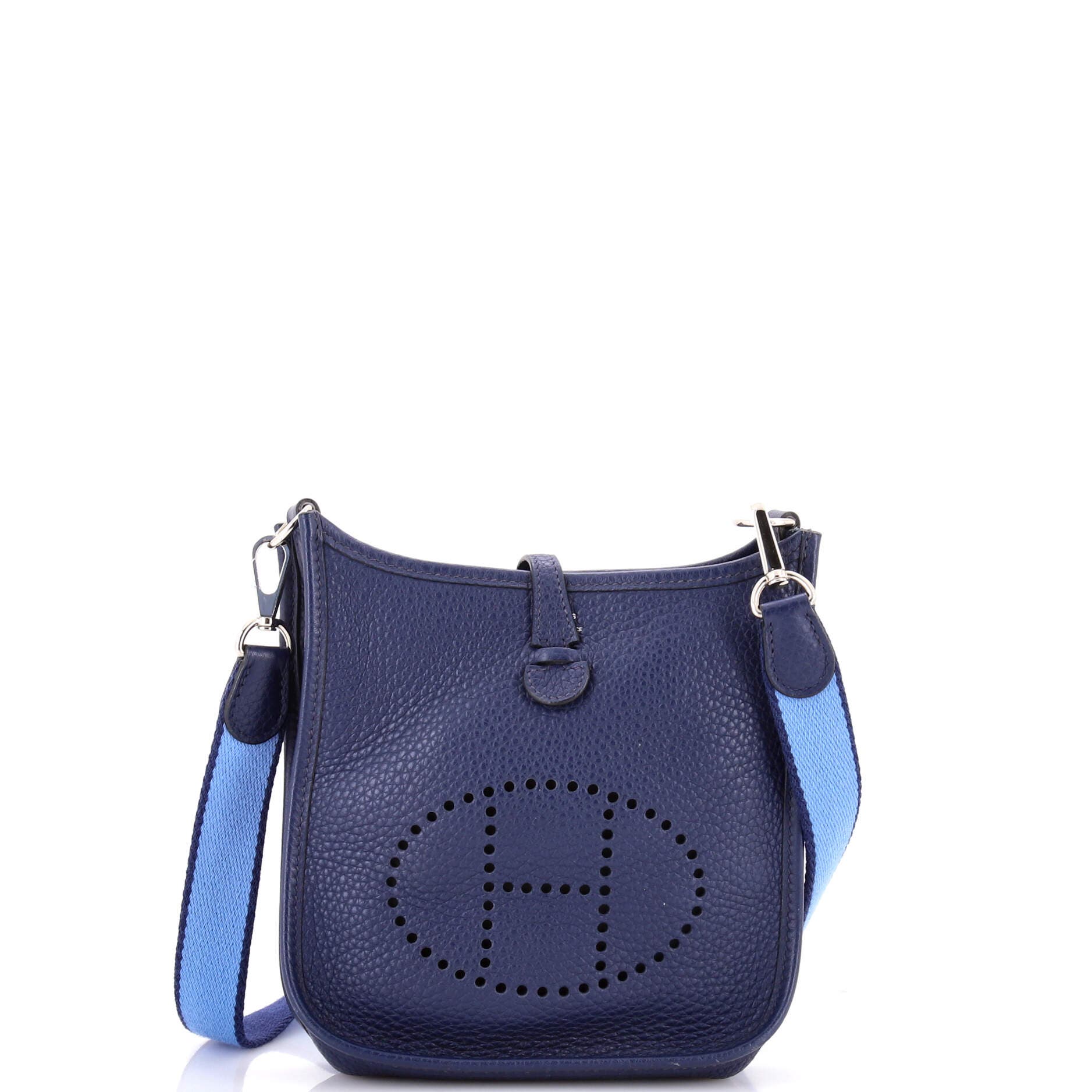 Pre-Owned Hermes Evelyne Bag Gen III Clemence TPM, Main, color, Bleu Saphir
