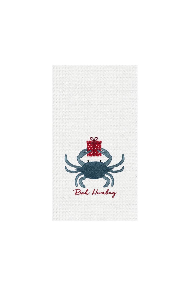 Bah Humbug Coastal Gift Christmas Towel, Main, color, Blue