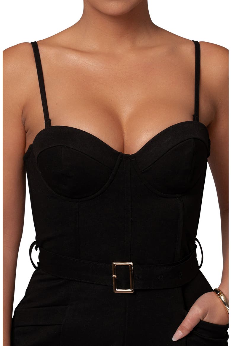Sweetheart Aroma Bustier Jumpsuit, Alternate, color, BLACK