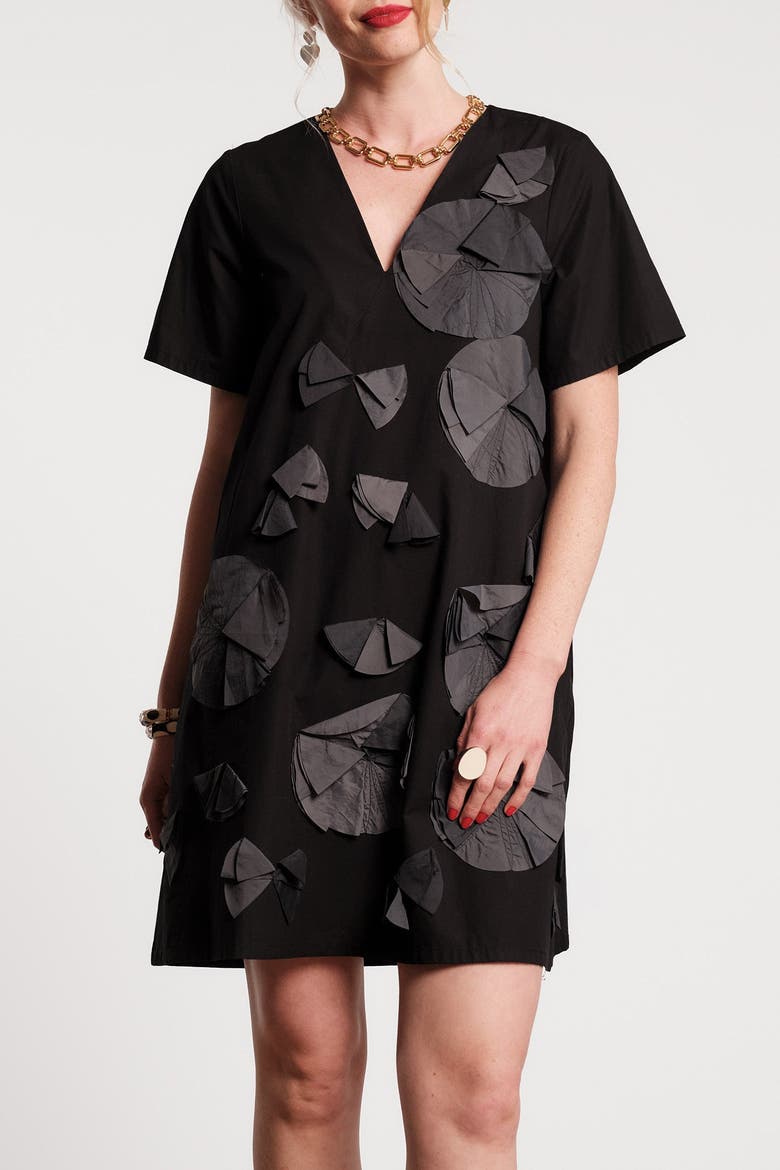 Schooner Dress Flowers, Main, color, Black