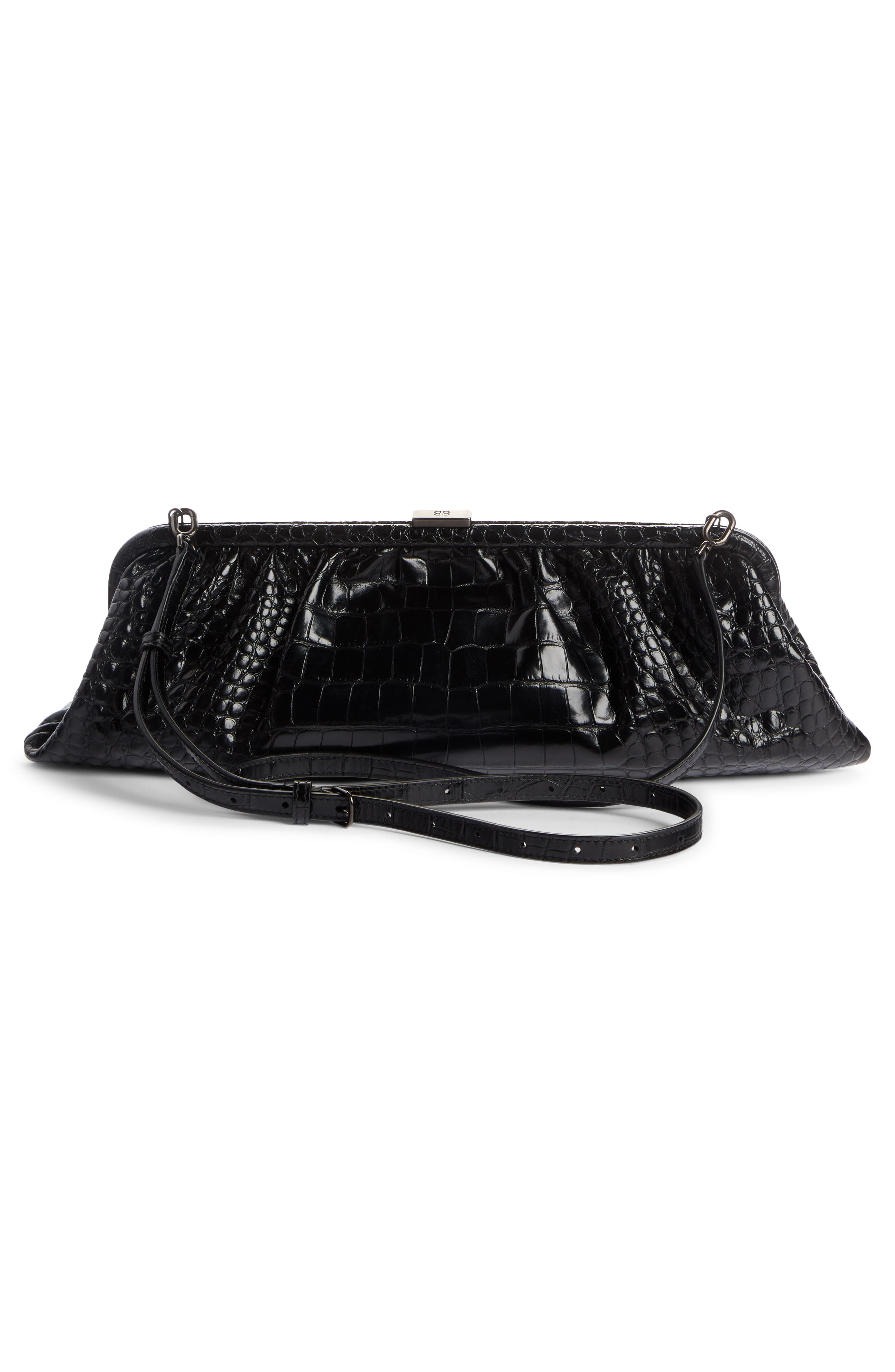 Balenciaga Extra Large Cloud Croc Embossed Leather Clutch, Alternate, color, 