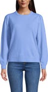 Lands' End Cashmere Puff Sleeve Crew Neck Sweater