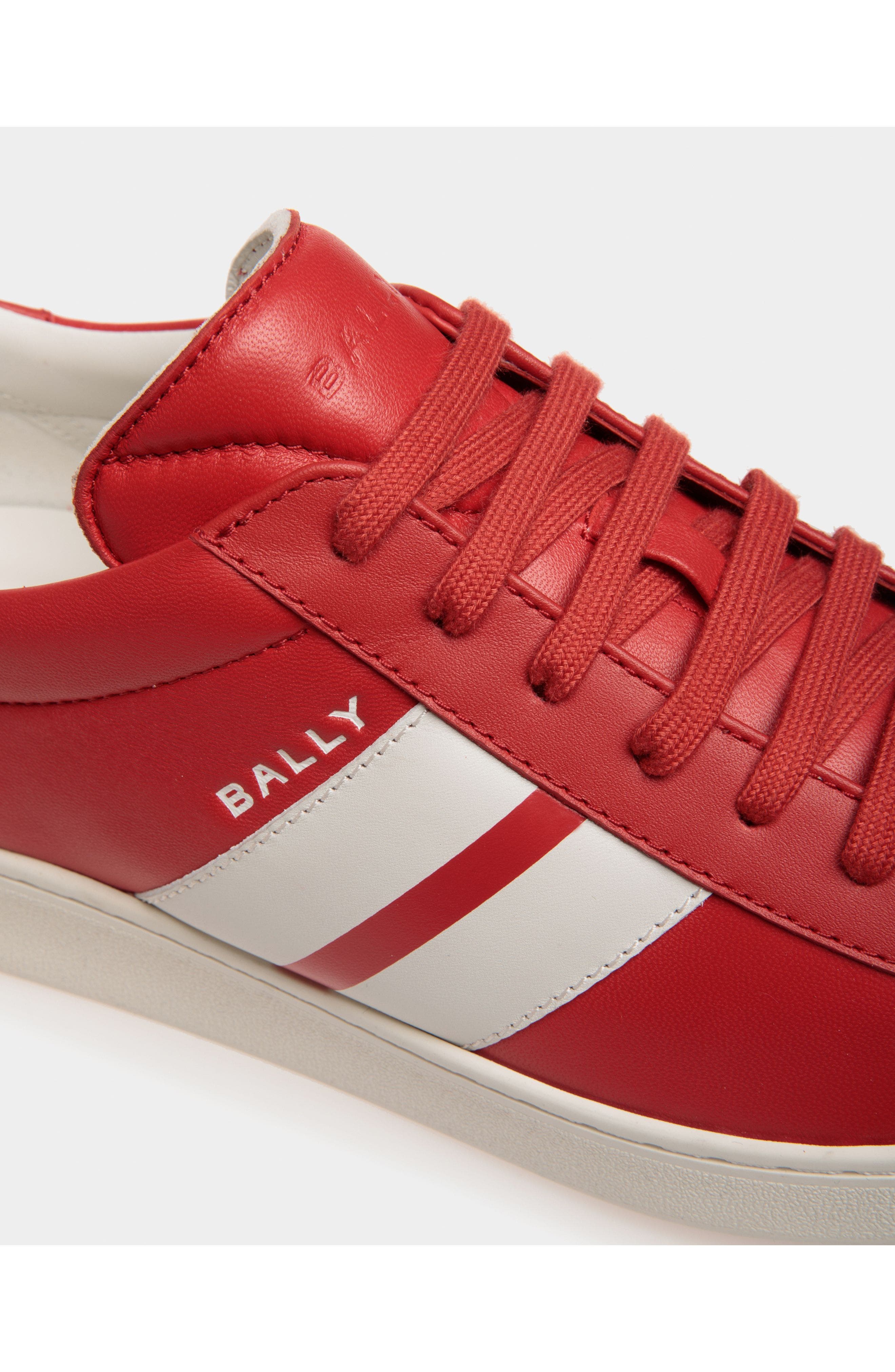 Bally Tennis Sneaker In Candy And Leather, Alternate, color, Red