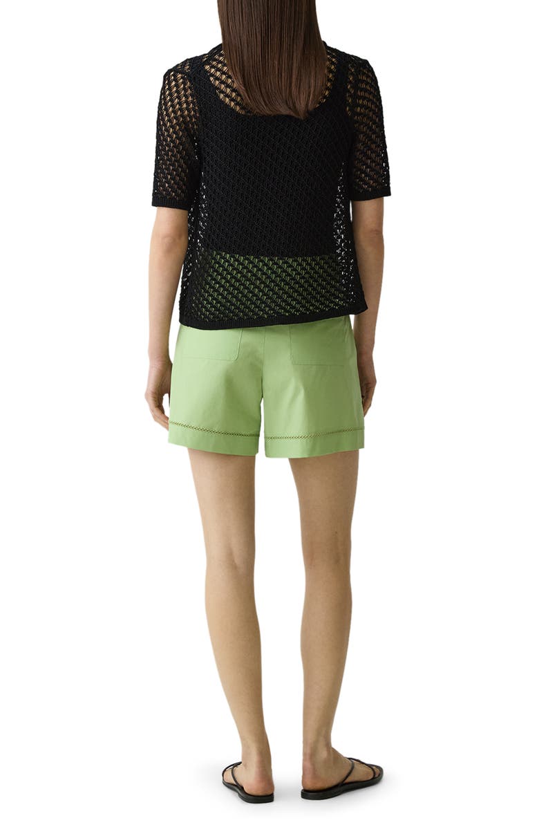 Theory Lattice Inset Stretch Cotton Shorts, Alternate, color, Meadow