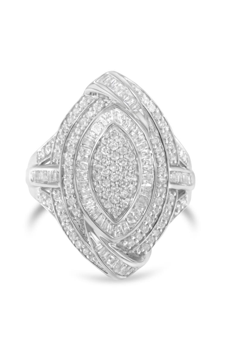 Silver 1 1/8 Cttw Diamond Cluster Triple Halo Knot Cocktail Ring, Alternate, color, Silver