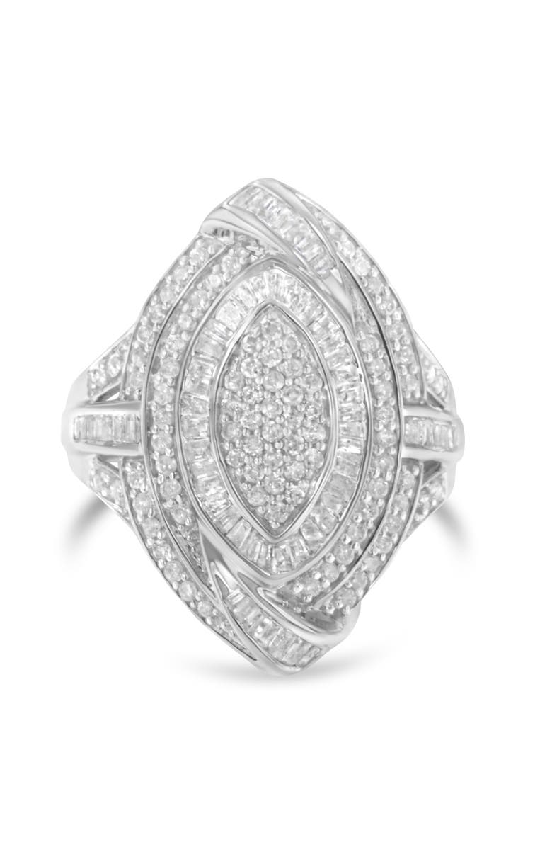 Haus of Brilliance Silver 1-1/8 Cttw Diamond Cluster Triple Halo Knot Cocktail Ring, Alternate, color, Silver