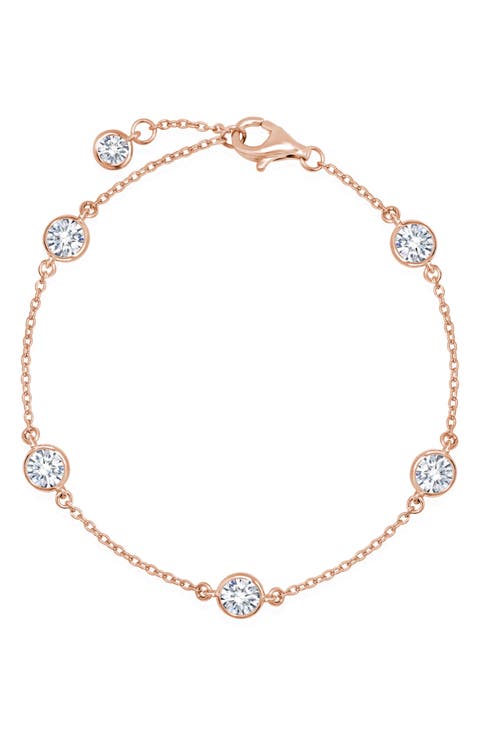 Cubic Zirconia Bezel Station Bracelet