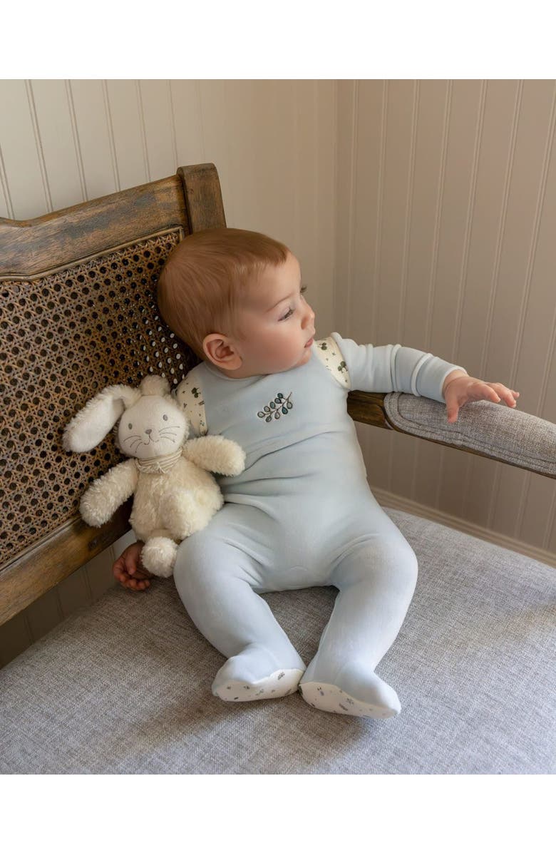 MiniMoi Baby Boys Velour Footie, Alternate, color, Blue