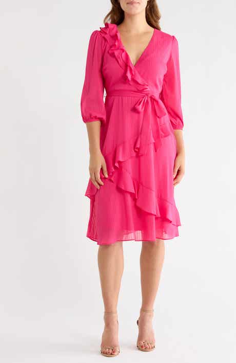 Ruffled Chiffon Midi Dress