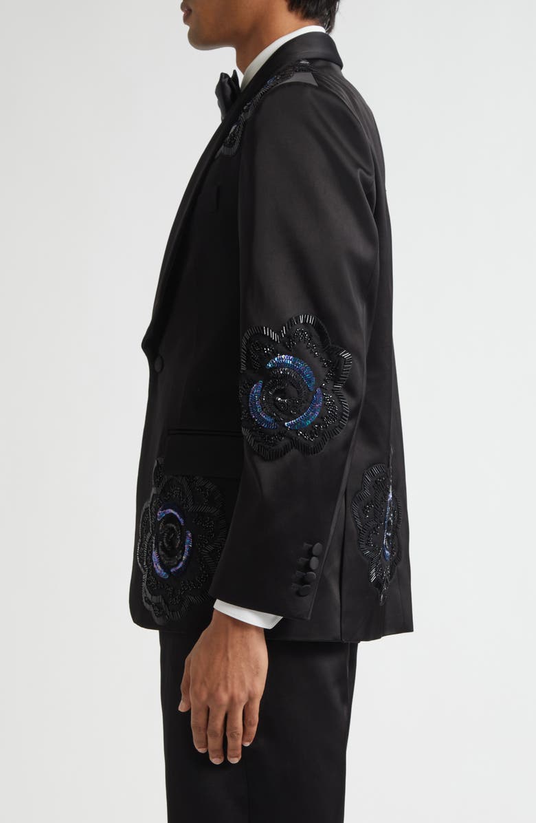 Bode Poppy Shawl Collar Wool Suit Jacket, Alternate, color, Black