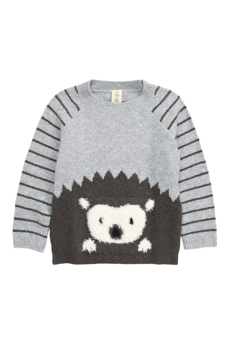Fuzzy Icon Sweater, Main, color, GREY ASH HEATHER HEDGEHOG