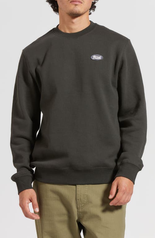 Brixton Parson Patch Sweatshirt in Washed Black 