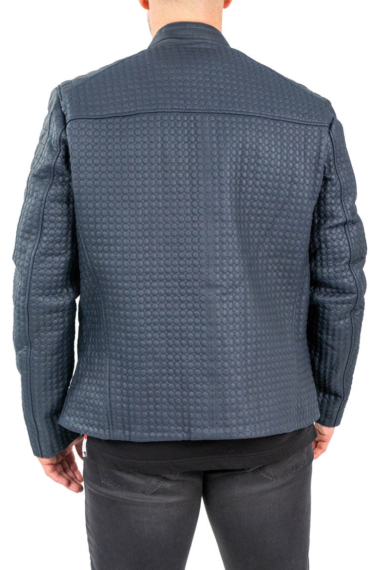 Textured Leather Jacket, Alternate, color, BLUE