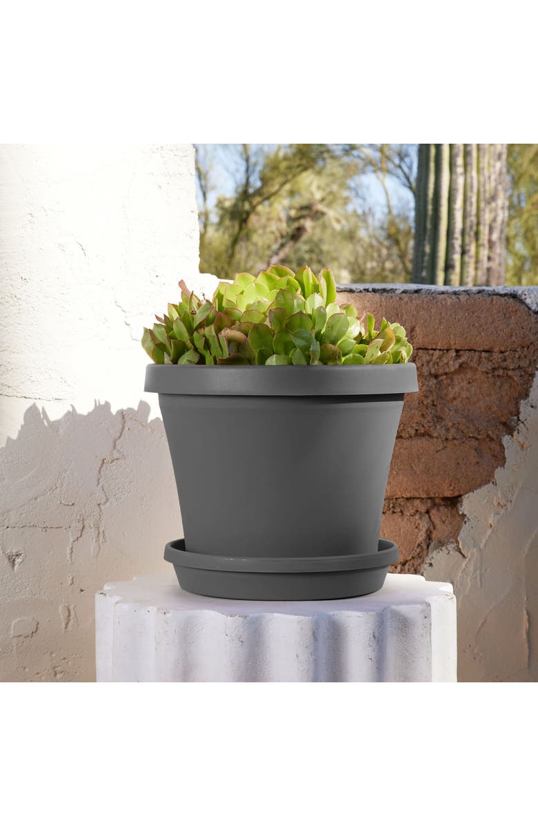 Bloem Terra 13 Inch Resin Saucer, Charcoal Gray, Round Flower Pot Tray, Alternate, color, Gray