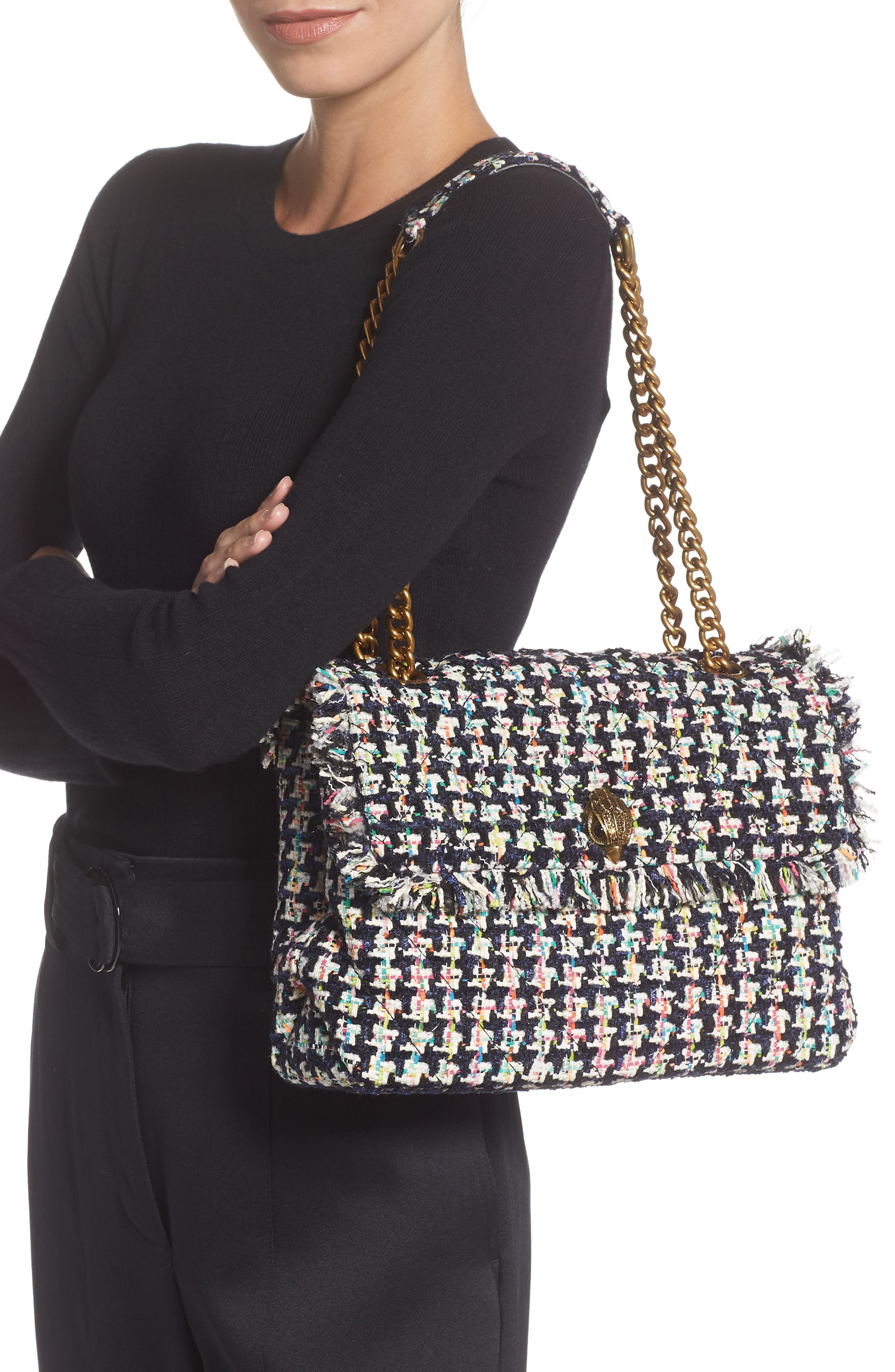 Kurt Geiger London Large Kensington Tweed Shoulder Bag, Alternate, color, Multi