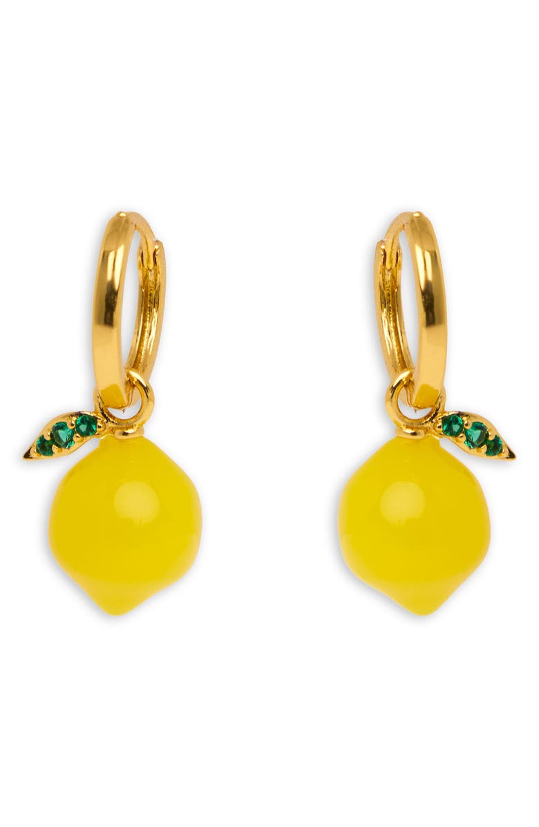 SAACHI Lemon Charm Huggie Earrings, Alternate, color, Yellow