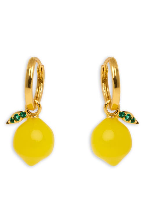 Saachi Lemon Charm Huggie Earrings In Yellow