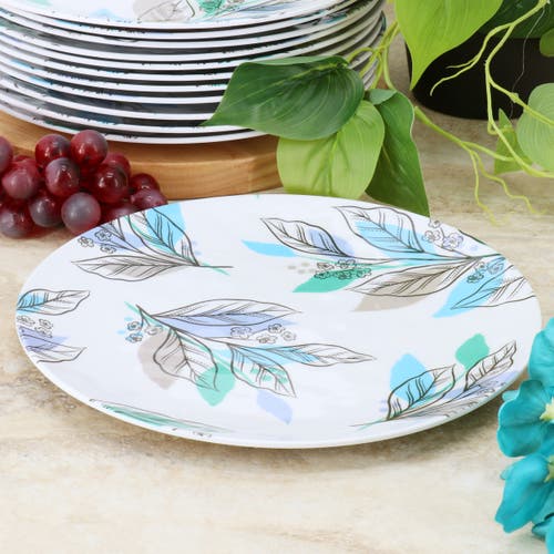 Gibson Home Tropical Sway Vineyard 12 Piece 9 Inch Round Melamine Dessert Plate Set In Blue