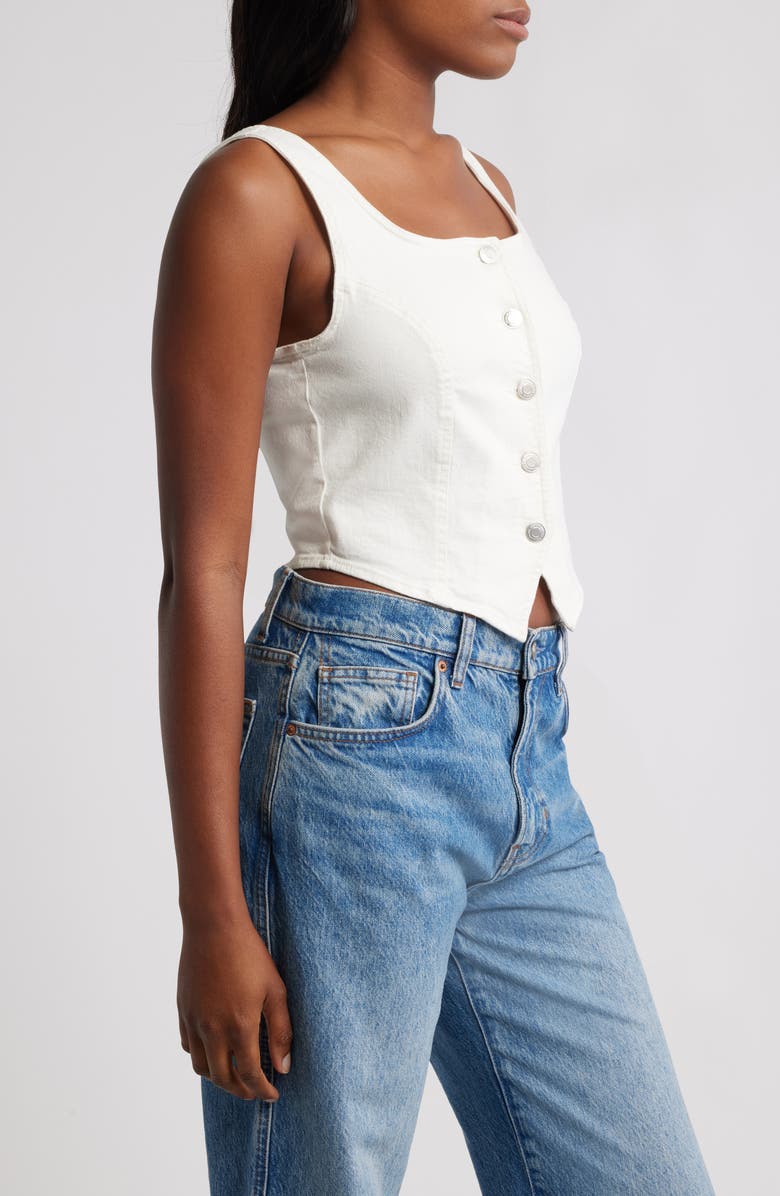 VERO MODA Wild Alinia Denim Corset Top, Alternate, color, Snow White