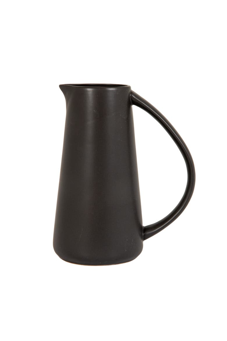Modern Stoneware Pitcher, Black, Alternate, color, Black