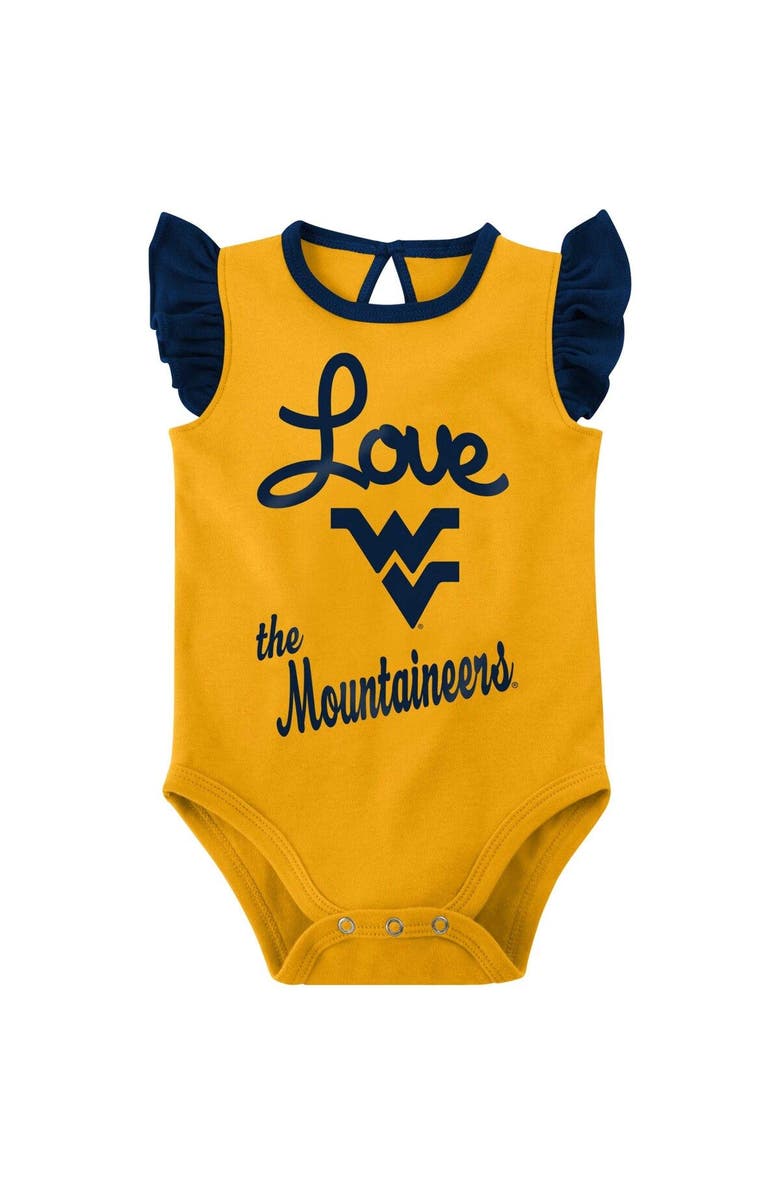 Outerstuff Girls Newborn & Infant Navy/Gold West Virginia Mountaineers Spread the Love 2-Pack Bodysuit Set, Alternate, color, 