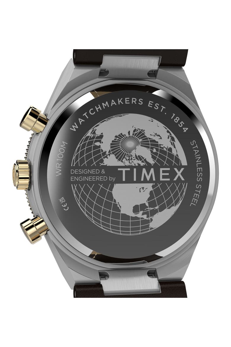 Continental Leather Strap Watch, 40mm, Alternate, color, SILVER-TONE