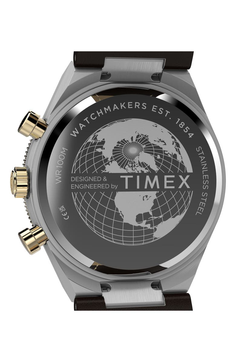 Timex<sup>®</sup> Continental Leather Strap Watch, 40mm, Alternate, color, Silver-Tone