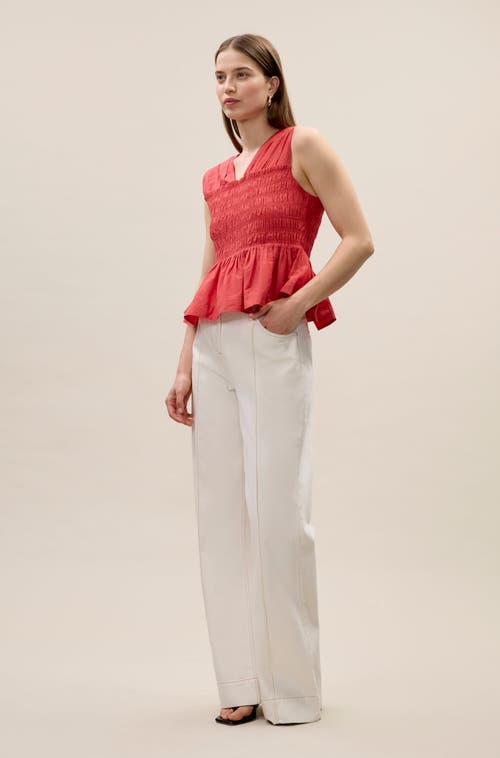 Rebecca Taylor Merrick Silk Cotton Top In Scarlet In Pink