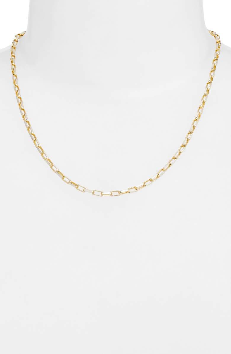 Argento Vivo Sterling Silver Two-Tone Paper Clip Chain Necklace, Alternate, color, Gold
