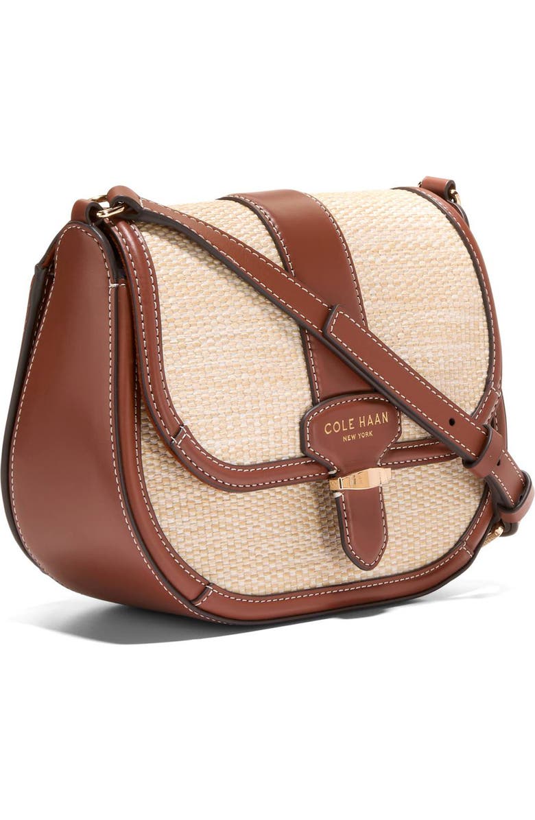 Cole Haan Marina Saddle Crossbody Bag, Alternate, color, Natural Straw Tan Trim