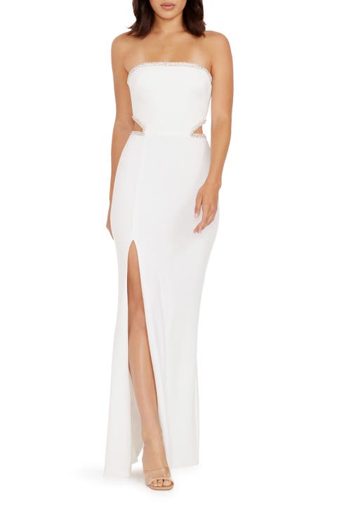 Ariana Rhinestone Trim Cutout Gown