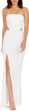 Dress the Population Ariana Rhinestone Trim Cutout Gown