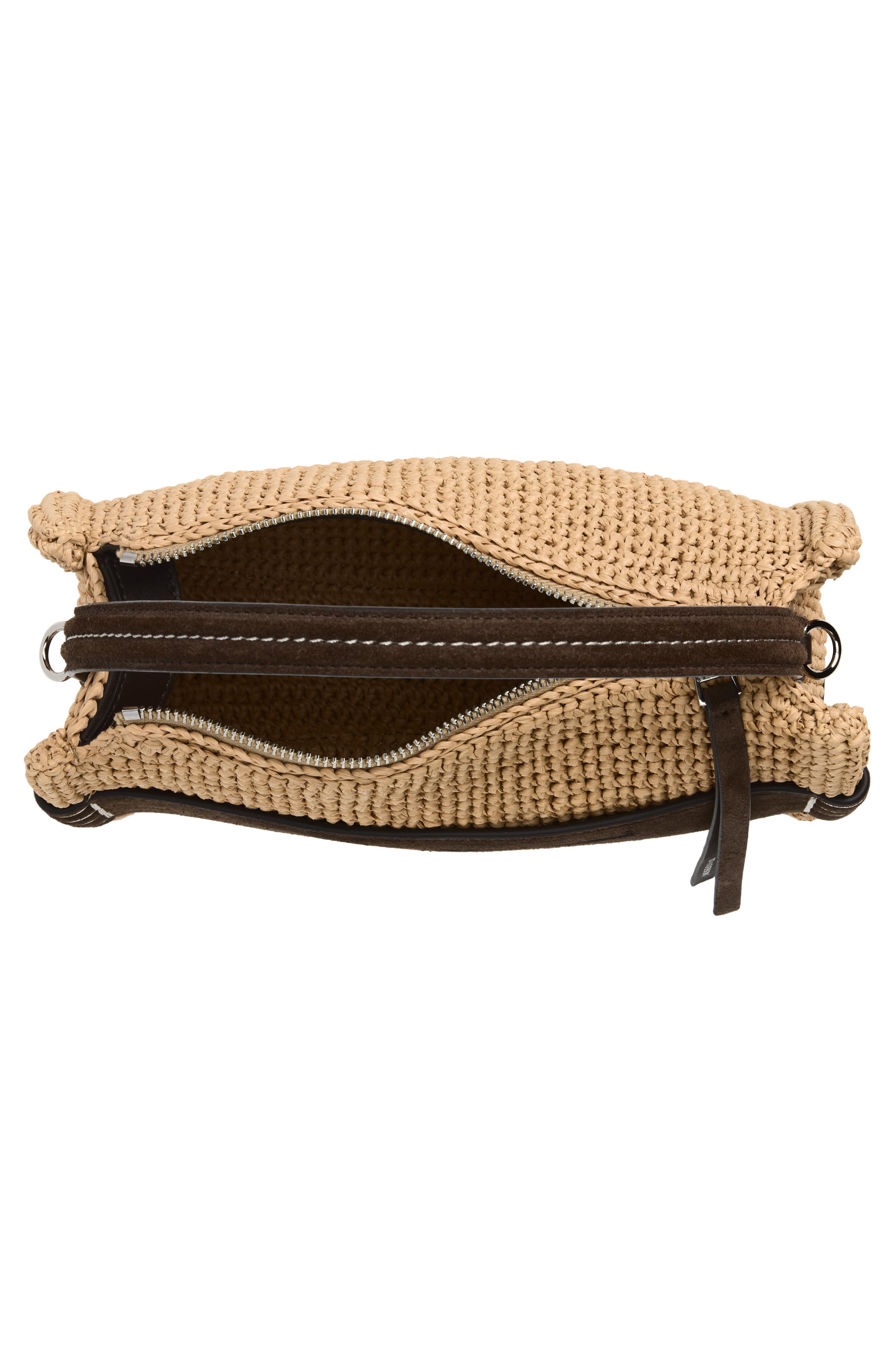Small Loafer Raffia & Suede Handbag, Alternate, color, NATURAL/ BROWN 094