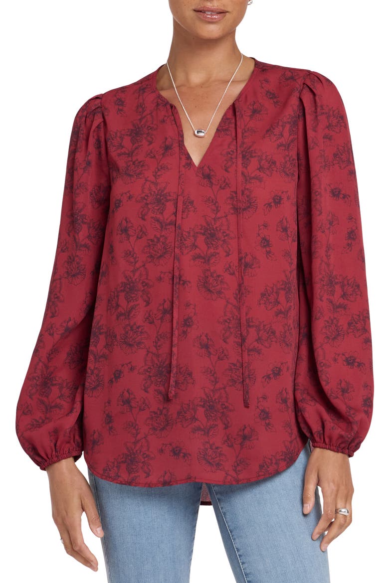 Elsie Tie Neck Georgette Top, Main, color, FLORA BOTANICA