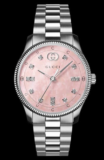 Gucci G-Timeless Mother-of-Pearl & Diamond Bracelet Watch