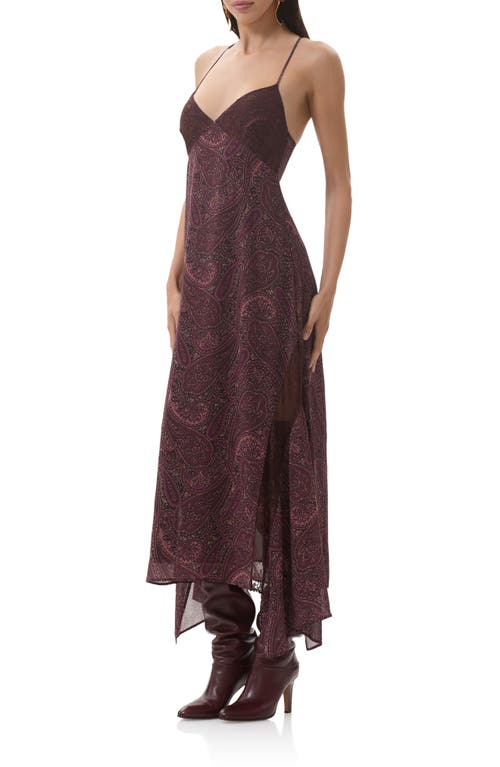 Afrm Christina Paisley Empire Waist Chiffon Maxi Dress In Brown