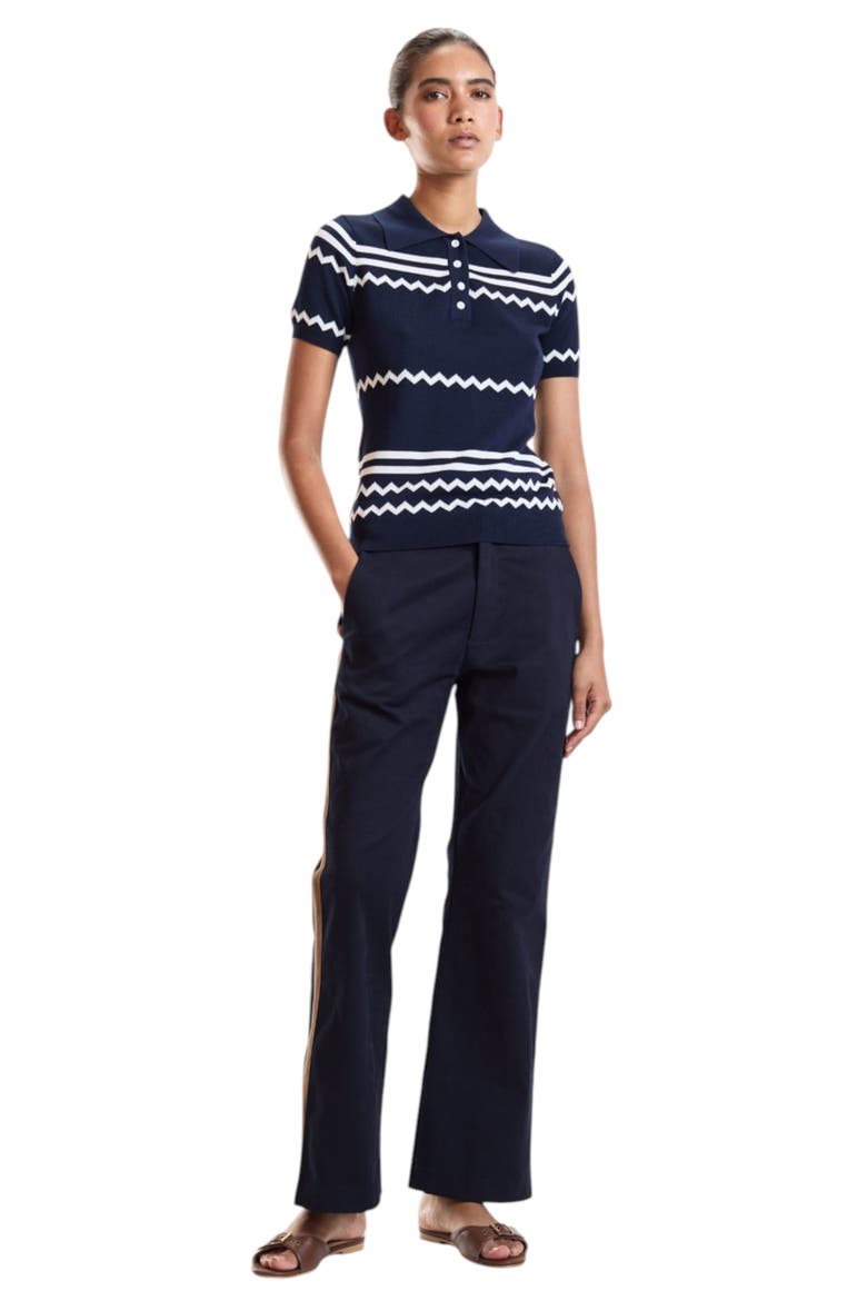 Ziggy Cropped Knit Polo, Main, color, Navy
