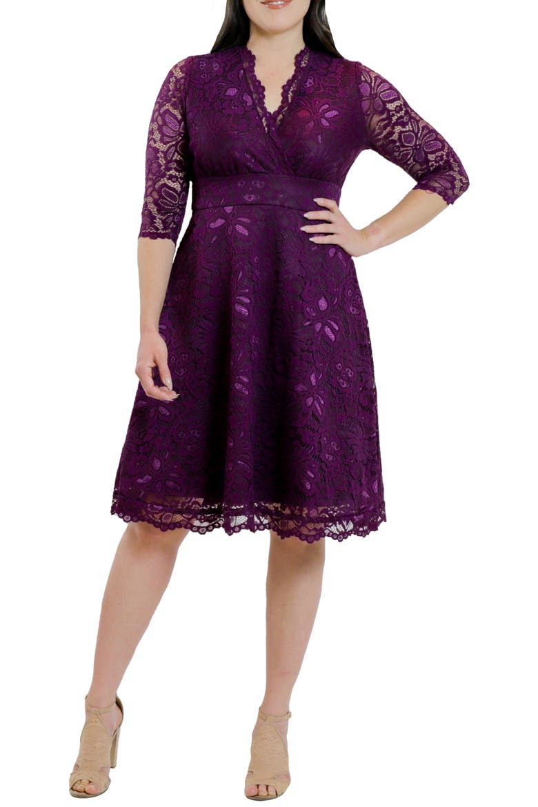 Mademoiselle A-Line Lace Cocktail Dress, Main, color, BERRY BLISS