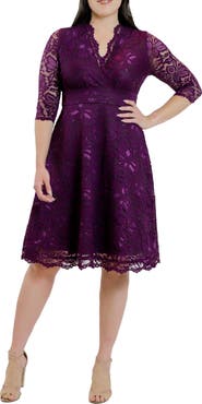 Kiyonna Mademoiselle A-Line Lace Cocktail Dress