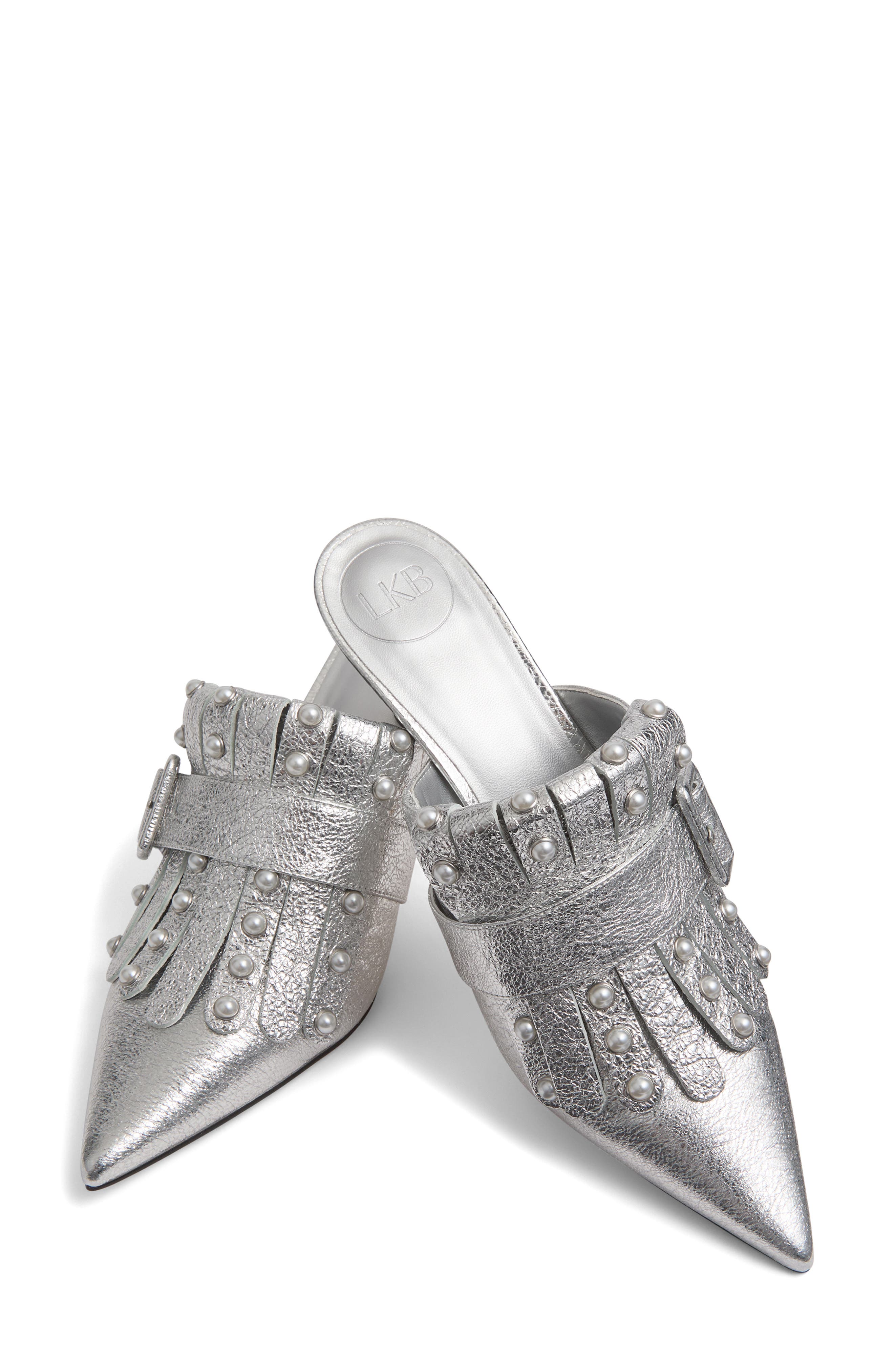 LK Bennett Studded Mule, Alternate, color, Silver
