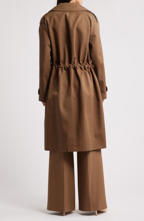 Hugo Boss Boss Carix Double Breasted Cotton Trench Coat In Teak