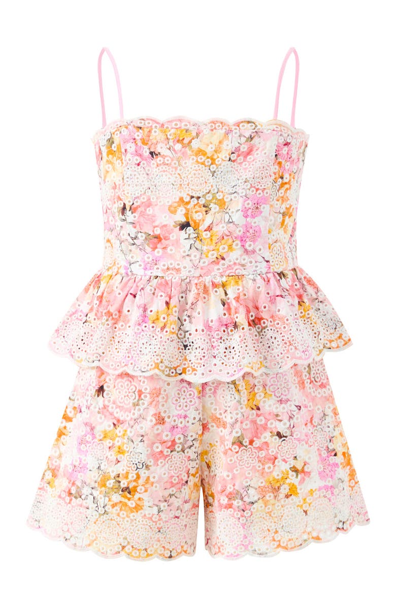 Marlo Kids Alessia Cotton Embroidered Romper, Main, color, Floral