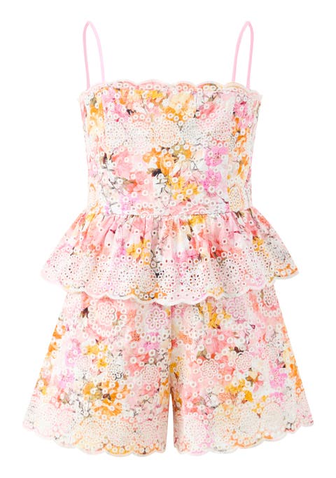 Alessia Cotton Embroidered Romper (Toddler, Little Kid & Big Kid)