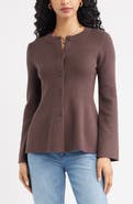 Open Edit Button Front Peplum Cardigan
