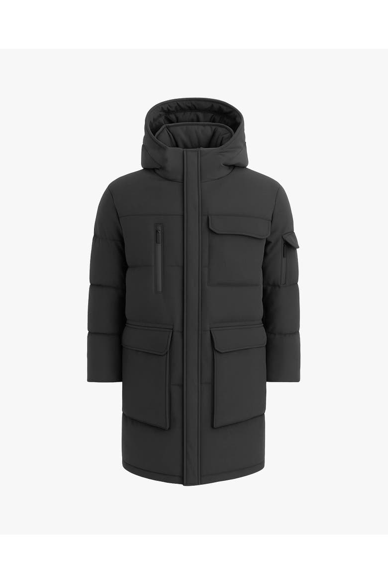 COMPASS | Hooded Recycled Down Winter Jacket, Main, color, Black