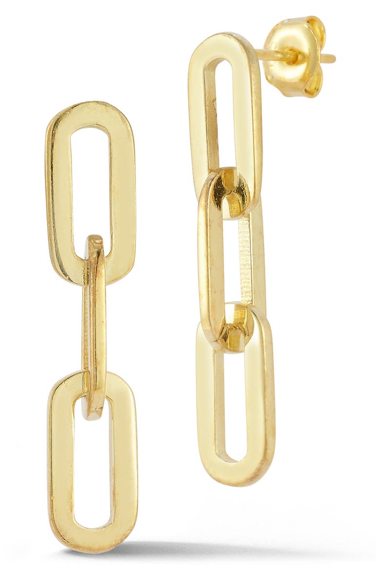 3-Link Chain Linear Drop Earrings, Main, color, GOLD