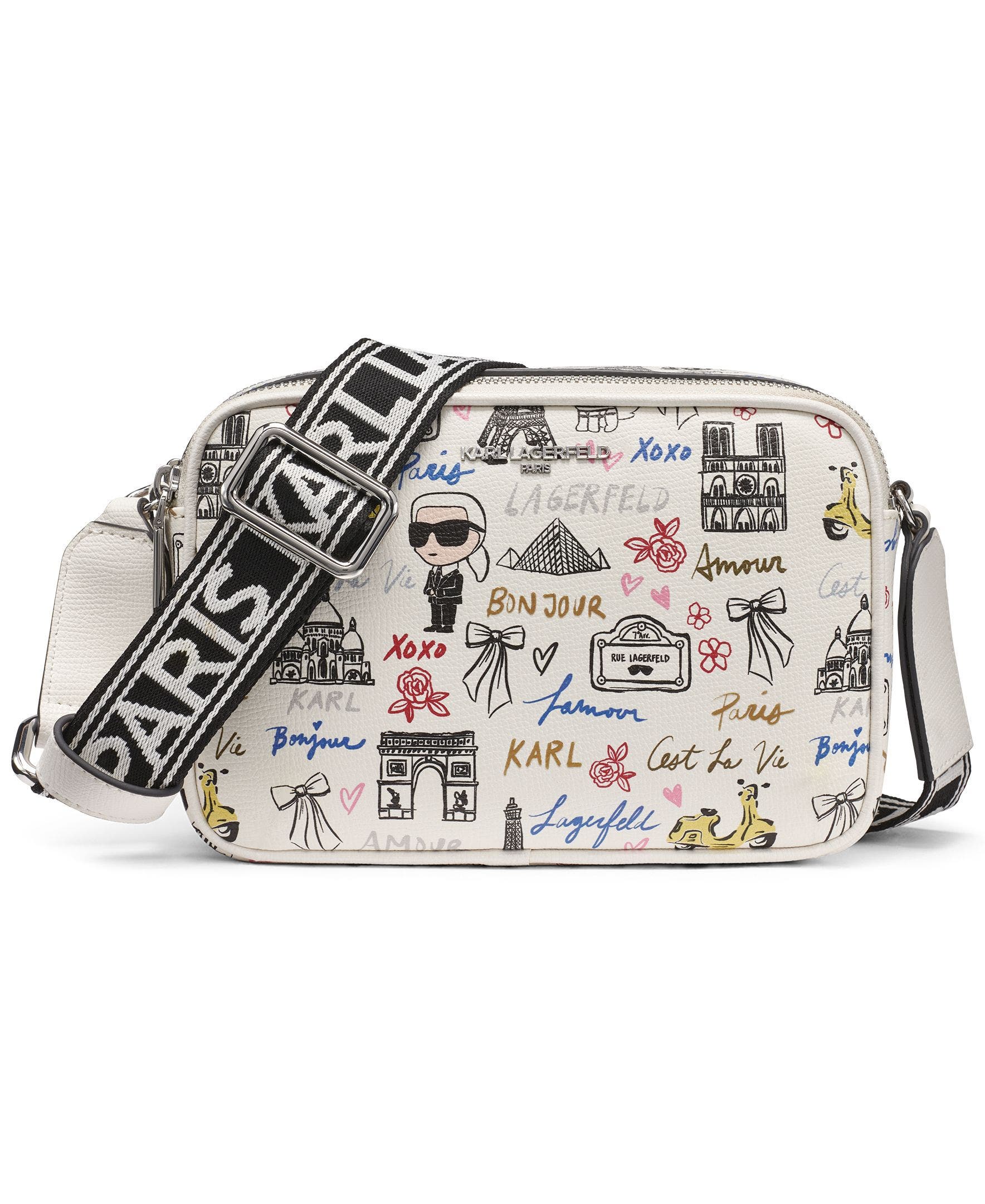 KARL LAGERFELD PARIS Maybelle Crossbody, Main, color, White Multi