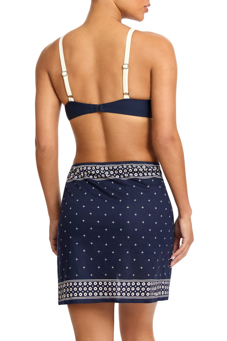 Juno Print Cotton Cover-Up Pareo, Alternate, color, NAVY