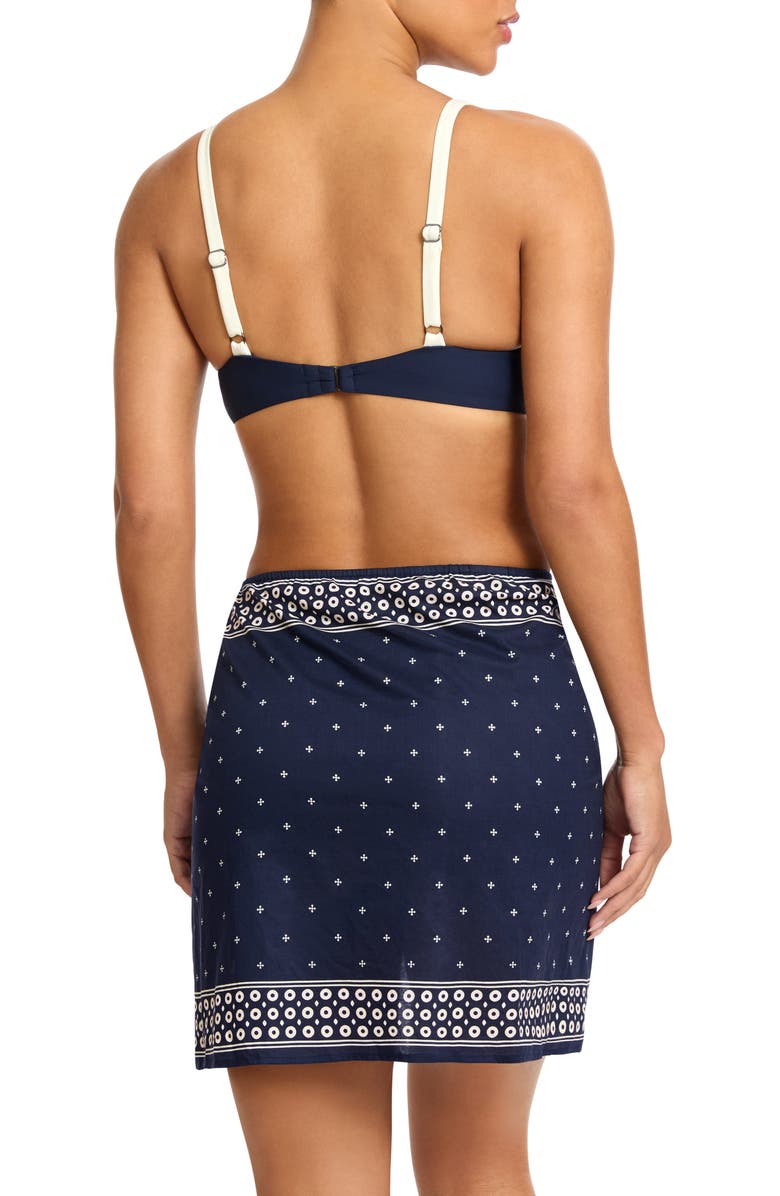 Robin Piccone Juno Print Cotton Cover-Up Pareo, Alternate, color, Navy